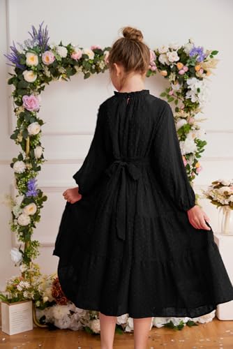 GRACE KARIN Girls Long Sleeve Dress A-line Flowy Maxi Dresses for Girls 5-14 Years3