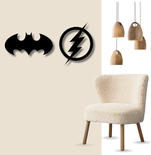 Image of TWIGGY Superhero 6mm MDF Wooden Wall Decor Set for Home, Office, or Gaming Room, Gift, Anime (pack of 2 | The Flash,The Dark Knight)