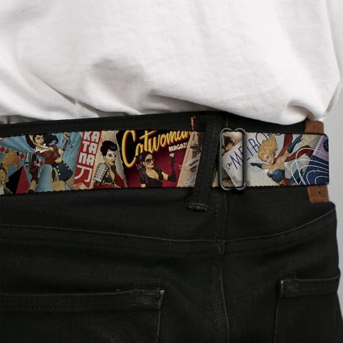 Cinturón de hebilla de seguridad ajustable de 24-38" con estampado multicolor DC Bombshell 4