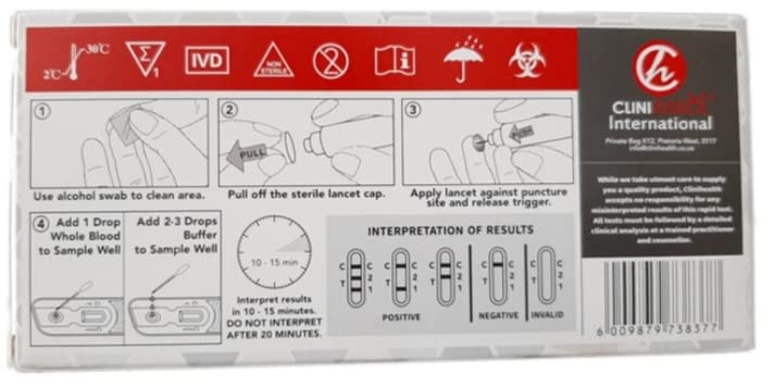 Kit di test HIV 1 e 2, in un unico passo, alta specificità e sensibilità, contiene tampone, lancetta e medicazione