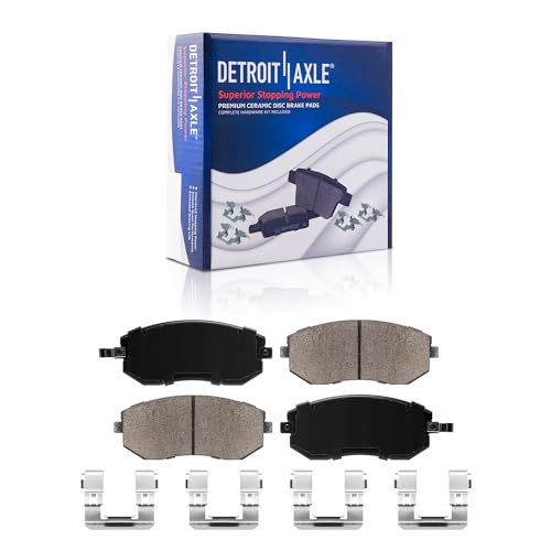 Image of Detroit Axle - Front Brake Kit for Subaru Legacy Outback Forester Impreza | Subaru Baja Drilled and Slotted Disc Brake Rotors Ceramic Brake Pads Replacement 11.54 inch inch Front Rotors