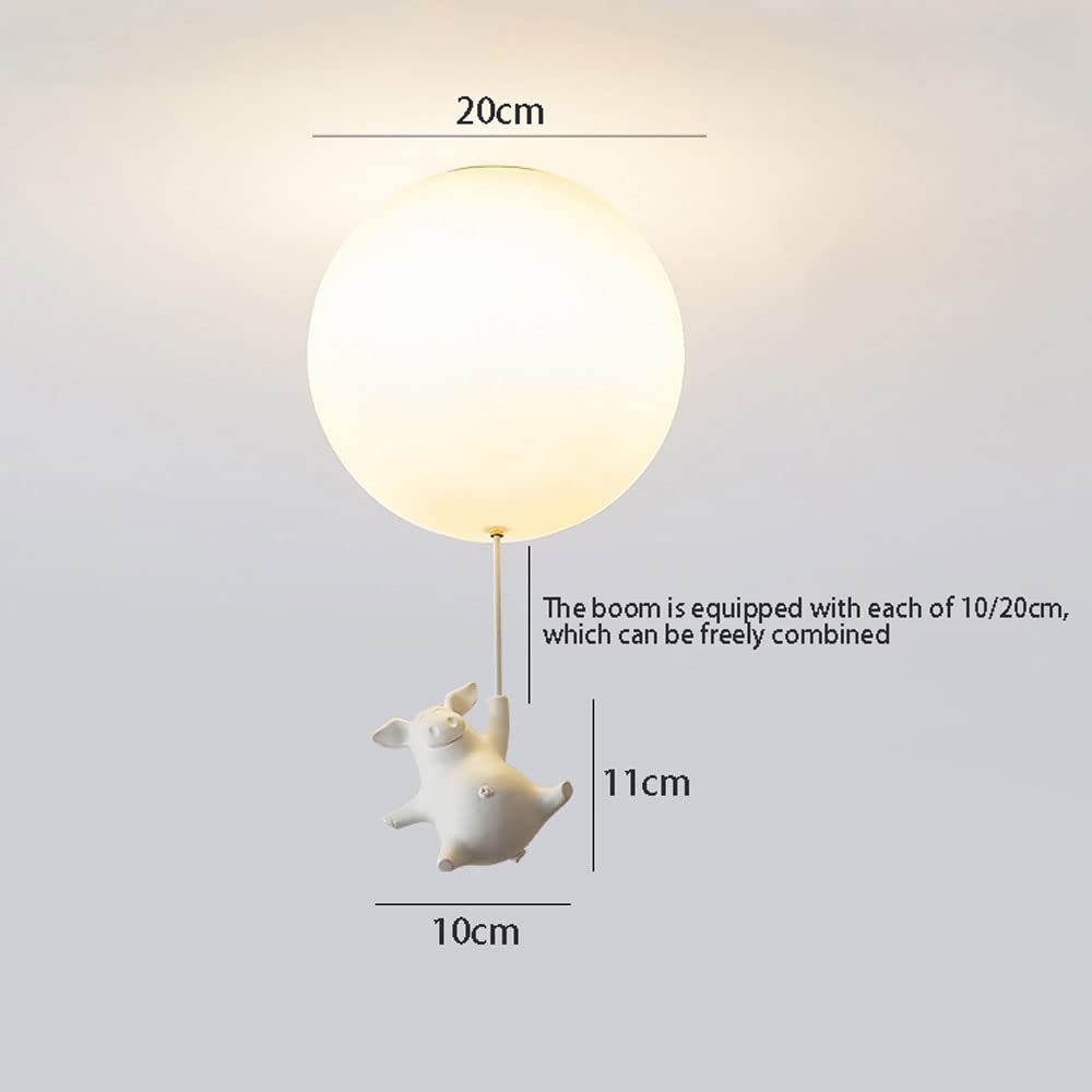 Siet Kinderzimmer Deckenleuchte Cartoon Kinder Mini Weißer Kronleuchter mit Schwein Dekoration, Acryl Globe Schatten Deckennahe Leuchten Für Kinderzimmer Schlafzimmer