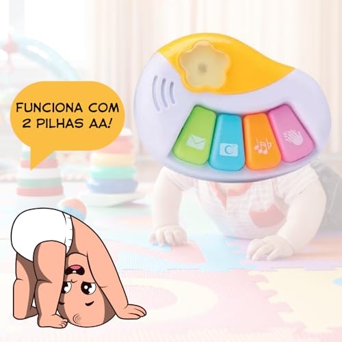 Brinquedo Bebe Instrumento Piano Musical Educativo c Luz (Colorido)