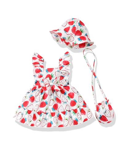 Image of Renotemy Newborn Infant Baby Girl Dresses Summer Outfits Boho Casual Sundress Gifts Toddler Clothes for Girl with Hat and Bag