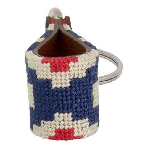 Image of Leather Hand-Stitched Needlepoint Key Fob or Key Chain