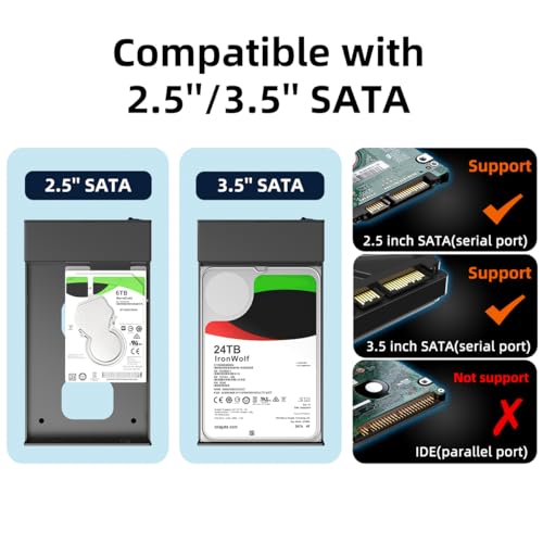 Image of MAIWO External Hard Drive Enclosure(6Gbps) with Hub Expander for 3.5 2.5 Inch SATA SSD HDD USB C to SATA III with UASP, 1 Port USB C Hub /2 Port USB A 10Gbps Hub,Compatible with Seagate Samsung Xbox