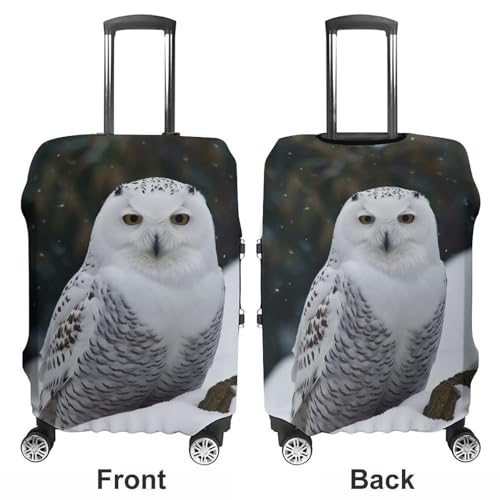 Snow Owl Luggage Cover, Washable Elastic Suitcase Cover Protector Fit 18-32 Inch Luggage3