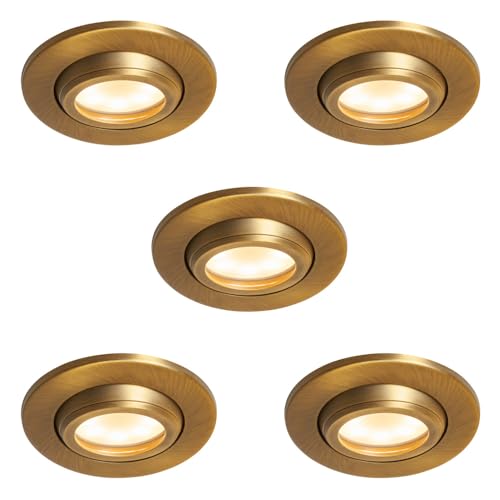 LITECRAFT Marlowe Fire Rated Tiltable Round IP65 Rated Recessed Downlights - (Bronze, Pack of 5)