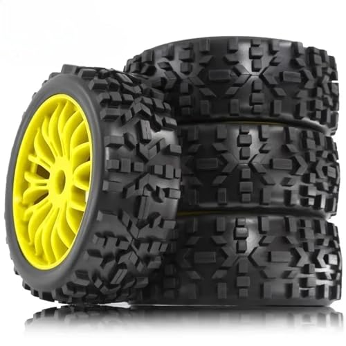 Pneus RC 17mm hex 1/8 avec jante jaune haute traction pour buggy et WR8