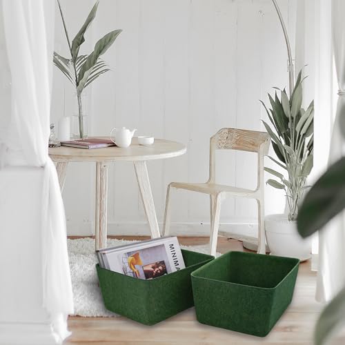 Image of Welaxy Felt Deep Drawer Organizer Medium Forest Green Closet Storage Bin