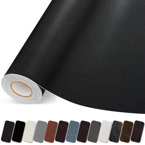 Lifenion Leather Repair Patch, 17X79 Inch Self Adhesive Leather Repair Tape, Large Vinyl Patch Kit for Couches, Sofa, Furniture, Car Seats, Office Chairs, Cabinets, Handbags(Black, 17X79 Inch)