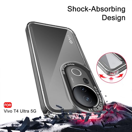 Image of TheGiftKart Hybrid Shockproof Back Cover Case for Vivo T4 Ultra 5G | Stylish Camera Border | Electroplated Buttons | Crystal Clear Hard Back Cover Case (TPU & PC, Smoked Bumper)