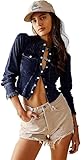 Free People Going Somewhere Stormy Cotton Jacket, Navy, Medium