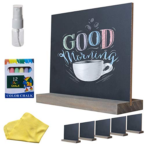 Bonbord Mini Chalkboard Signs Double Sided (Set of 6) with 12-Pack of Chalk