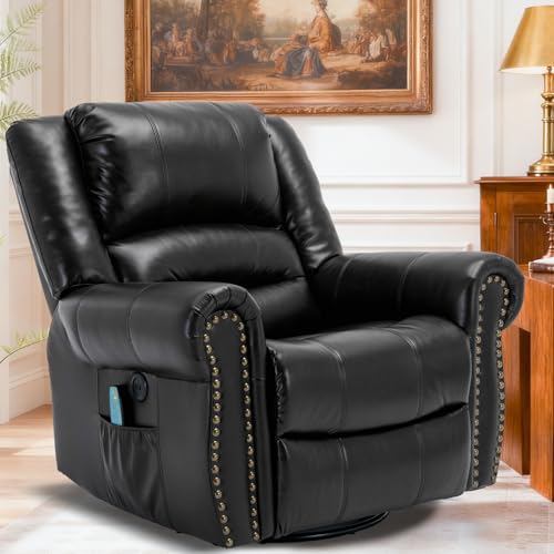 Sillón reclinable negro con masaje y giro 360° miniatura 1