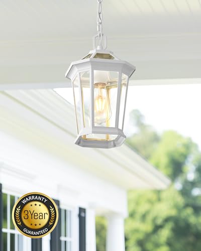 Image of VIANIS White Outdoor Pendant Lights, Modern Hanging Outside Lights Lantern