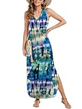 Arolina Maxi Dress for Women Tropical Summer V Neck Sleeveless Split Long Beach Dresses Casual Loose Sundress with Pockets