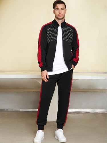 Men's Track Suits Mens Sweatsuit 2 Piece Set Long Sleeve Running Jogging Athletic Sports Set Full Zip Tracksuit2