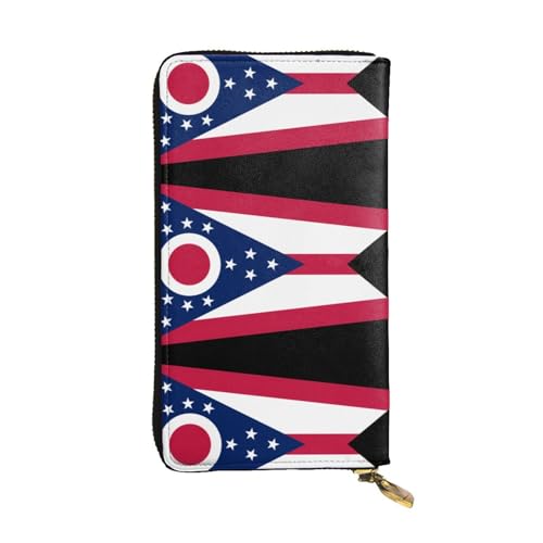 HerYng Ohio State Flag Long Zip Clutch Wallet - Unisex Phone Case with Credit Card Slots, Coin Compartment, Cash Slot