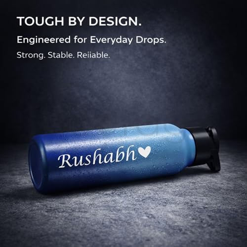 Image of COURAGE Stainless Steel Customize Sipper Water Bottle 1Liter Leak Proof for Fridge Home Office Travel School Kids Boys Girls Adults Sports Gym Yoga - Light Blue - Dark Blue