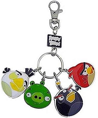 Angry Birds Pájaros Pájaro en blanco llavero estilo 2, cerdo, pájaro negro rojo metal