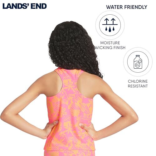Image of Lands' End Girls' UPF 50+ Swim Bikini Bottom and Racerback Tankini Set