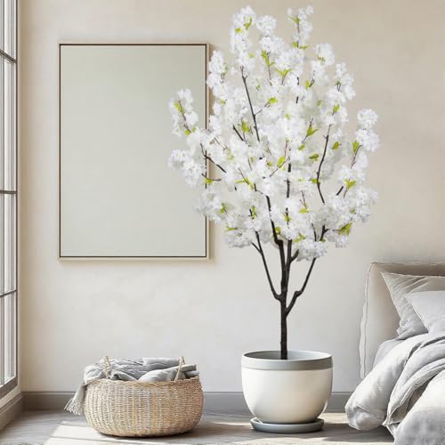 Indoor Cherry Blossoms Tree White Synthetic Cherry Blossom Tree 6FT Fake Bed room Timber for Residence Decor - Image 4