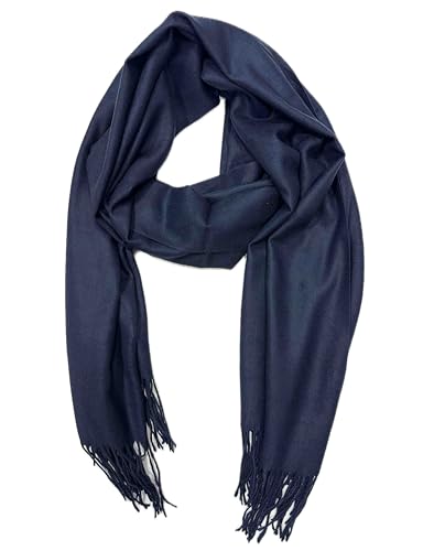 Jeamis Kaschmir Schal Winterschal Baumwolle Super Weich Elegant Übergangsschal Unisex (Dunkelblau)