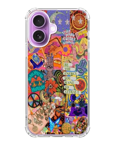 RYEDORP Bohemian Vibes Collage Case Compatible with iPhone 17, Hippie