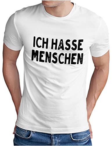 OM3® Cooles T-Shirt mit Spruch - N Scheiss Muss Ich - Herren - Sprüche Statement Quote - Weiß, XXL