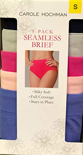 Image of Carole Hochman Women's Underwear Silky Soft Seamless Full Coverage Modern Brief Panties 5 Pack Multipack Regular & Plus Sizes