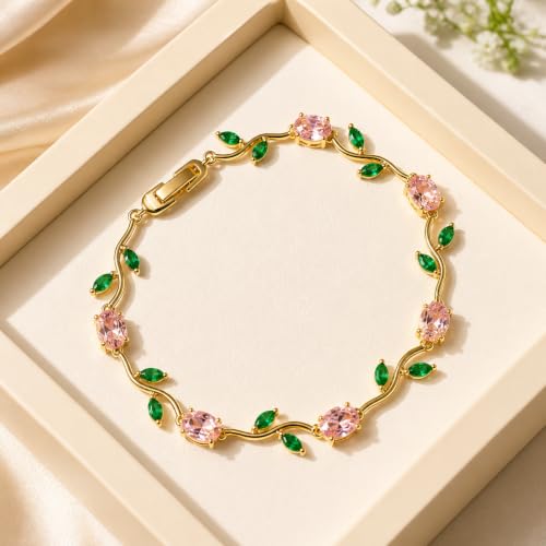 Image of SALTY Tulip Bracelet for Women Anti Tarnish | Fancy Floral Bracelet | Jewellery Gifts | Hand Band | Fashion Accessories for Girls | Minimal Jewelry Design | Gift for Rakhi | Gift for Diwali, Christmas, Marriage, Birthday
