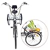 Adult Tricycle Trike Bicycle Bike Cruise + Basket Shopping With Cycling Dult Women Men Three Wheel W/Basket Speed Tricycle, Pedal White For Outdoor Sports Pedalling 24inch 6 Speed (Black) #4