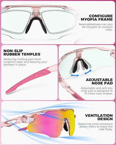 Image of Photochromic Sunglasses for Men Women, Transition Sunglasses for Cycling