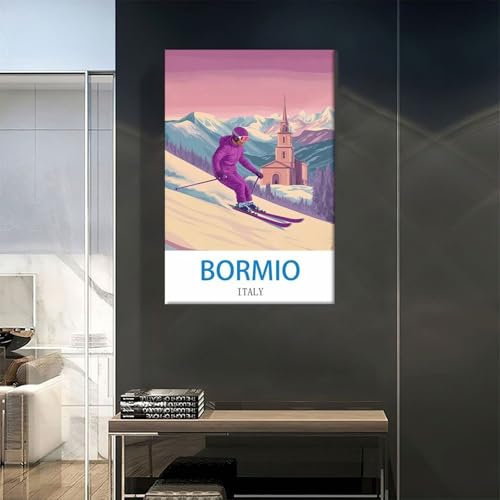 Affiche de voyage vintage Bormio Italie d'une elegance intemporelle