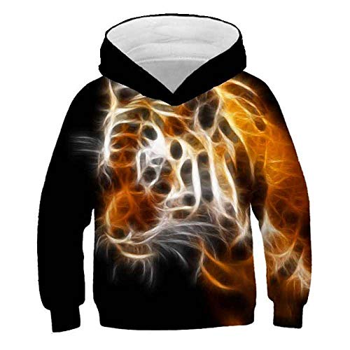 Pull à capuche unisexe avec imprimé animal tigre 3D réaliste
