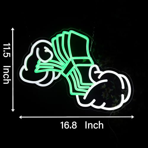 Image of Money Neon Sign, Dollar Neon Sign USB Powered LED Light Decor | Dollar Wall Decor for Bedroom, Game Room, Office, Bar, Party Decoration and Creative Gift