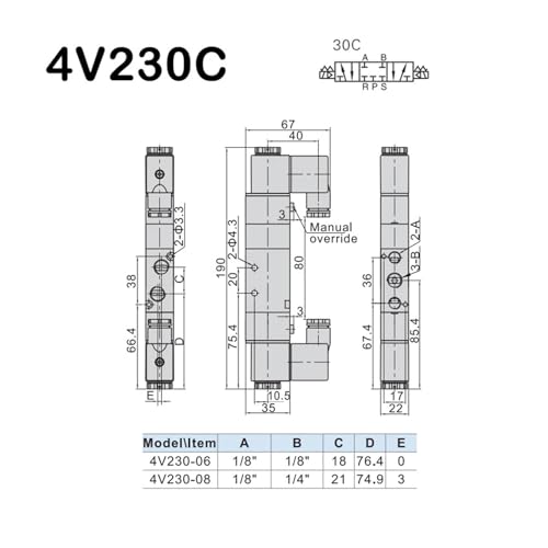 Électrovannes pneumatiques 4V130C-06 à centre fermé pour commande - 4