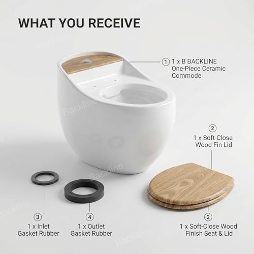 Image of Backline Commode Toilet /Floor Mount Ceramic Western Commode Siphonic Flushing With In-build 5L Tank & Soft Closing Toilet Seat - 12 inch Inch S Trap Outlet Is From Floor (White) (7 Years Color Warranty)