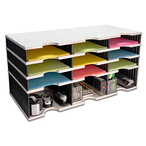 Desktop Organizer 9 Letter Tray Sorter Plus Riser Storage Base For Easy Access To Lower Slots, Desk Accessories & Supplies. Optional File Topper & Drawers #TOP22