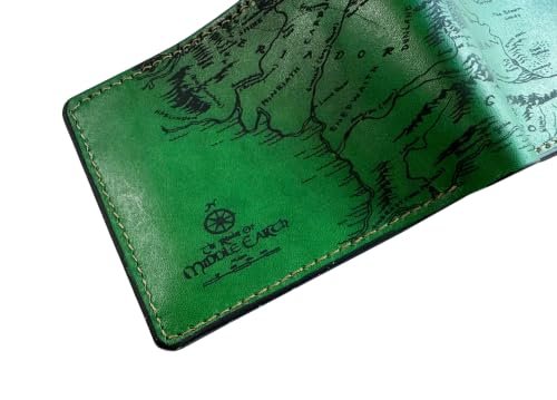 Image of Vintage Handmade Mens Wallet - Genuine Leather Bifold with Map Engraving, Customizable Gift - 7FR