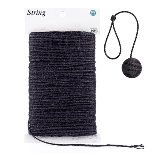 G2PLUS Cuerda de Yute Natural Negro: 2mm Hilo de Yute Natural Verde Salvia,50m Cuerda de jardinería Ideal para decoración,Crochet,Envoltura de Regalos y Manualidades