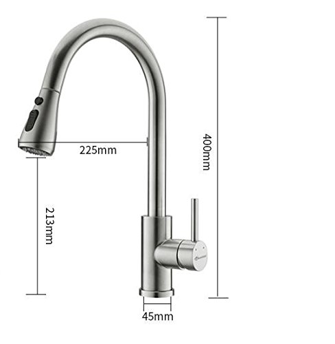 Pull-out lavabo, grifo de cocina de acero inoxidable 304 plato de agua fría y caliente, lavabo, fregadero manguera lavable, estirando la cabeza, ducha, dos marchas, el trefilado.