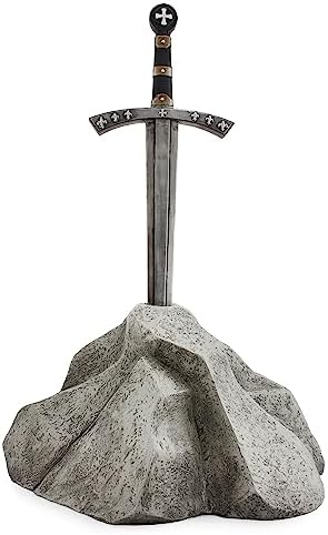 Esterno Sword in Stone Garden Statue (17x10x11 Inches), Arthurian Legend Yard Ornament Decor