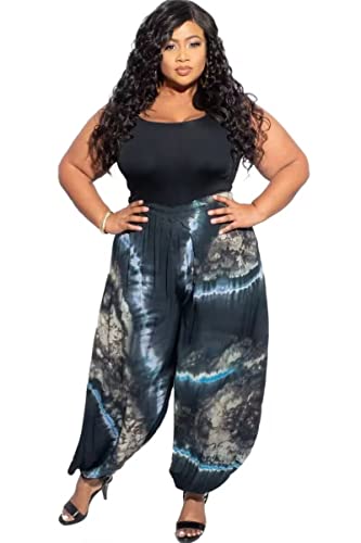 Acatmew Plus Size Harem Pants for Women African Print Casual Bohemian Loose Long Pants with Pocket4