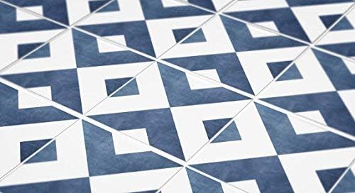 Moonwallstickers Tiles Stickers Decals - Pack of 24 Tiles - 24 Individual Tiles - Tiles Decals (Floor - 11.9 x 11.9 inches - 30.2 x 30.2 cm, Moroccan Tiles Blue Geometric)