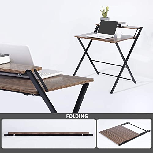 Image of Expresso Adjustable Multipurpose Foldable Computer Desk Table for Study Home Office Folding Laptop Table Writing Desk Compact Study Reading Table Small Spaces Brown