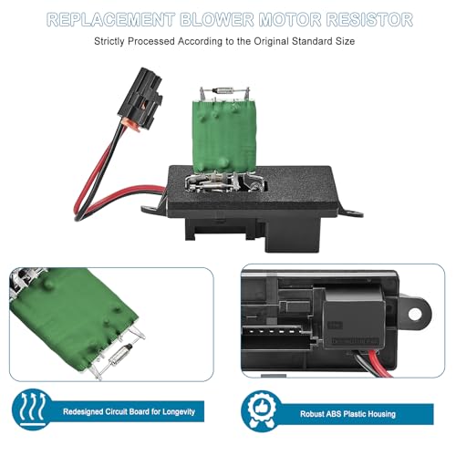 Image of Blower Motor Resistor 89019089 | Compatible with 1999-2006 Chevy Silverado /GMC Sierra | 2000-2002 GMC Yukon, Replaces# 15305077, 89019089, 22807122 ，973-004(2 Holes Mounting Flange and 7 pins)