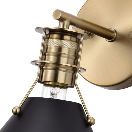 Image of Nuvo Lighting 60 /7519 Outpost - 1 Light Wall Sconce in Contemporary Modern Style-9.75 Inches Tall and 7 Inches Wide, Matte Black /Burnished Brass Finish with Matte Black Shade