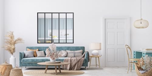 KIT ATELIER KVC-1300-5CX-NS Verrière intérieur Noir Sablé 5 Vitrages clair Vordach, Schwarz sandgestrahlt, H 130 x L 153, 2 x EP 3, 3 (cm)